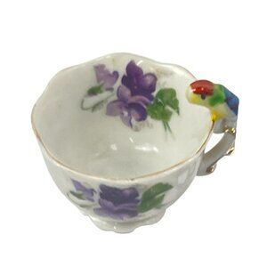 Miniature Porcelain Teacup With Parrot Handle